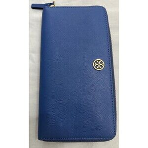Tory Burch Robinson Saffiano Leather Zip Around Continental Wallet Royal Ocean